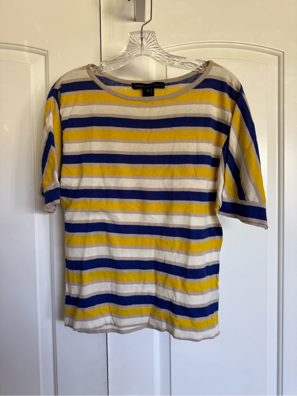 Marc By Marc Jacobs Yellow, Blue & White Striped Knit Tee size XS